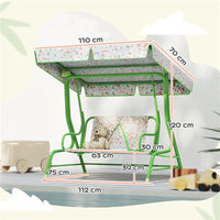 DONDOLO PER BAMBINI DA ESTERNO A 2 POSTI CON TETTUCCIO REGOLABILE E CINTURE DI SICUREZZA 112X75X120 CM VERDE