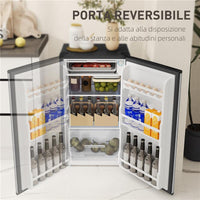 FRIGORIFERO PICCOLO DA 91L CON TERMOSTATO REGOLABILE RIPIANI REGOLABILI E CASSETTO 47.5X44.2X84 CM ARGENTO