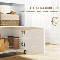 CARRELLO DA CUCINA CON RUOTE RIPIANI ARMADIETTO E PORTABOTTIGLIE 83X40X83 CM ROVERE E BIANCO