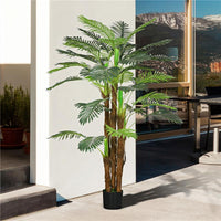 PALMA ARTIFICIALE VERDE DA 160 CM IN VASO CON 36 FOGLIE IN PE E CEMENTO PER INTERNO ED ESTERNO