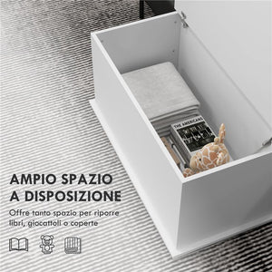 PANCA CONTENITORE MULTIUSO IN LEGNO PER CAMERA E INGRESSO 80X40X40 CM BIANCO