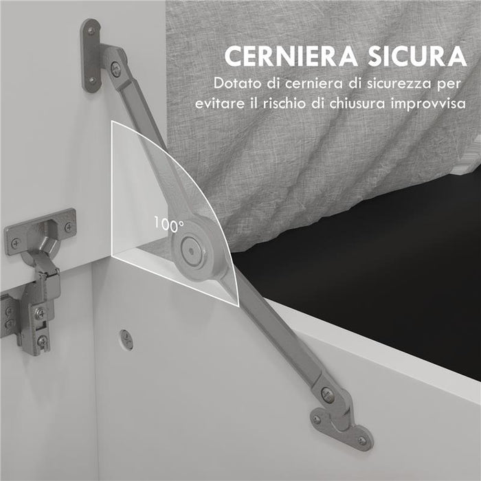PANCA CONTENITORE MULTIUSO IN LEGNO PER CAMERA E INGRESSO 80X40X40 CM BIANCO