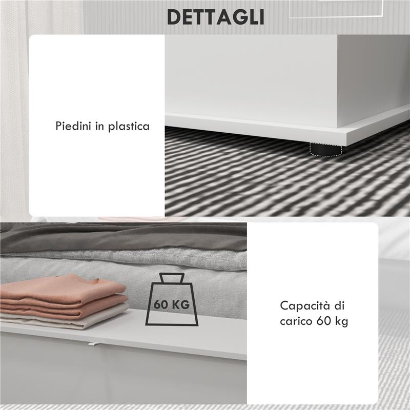 PANCA CONTENITORE MULTIUSO IN LEGNO PER CAMERA E INGRESSO 80X40X40 CM BIANCO