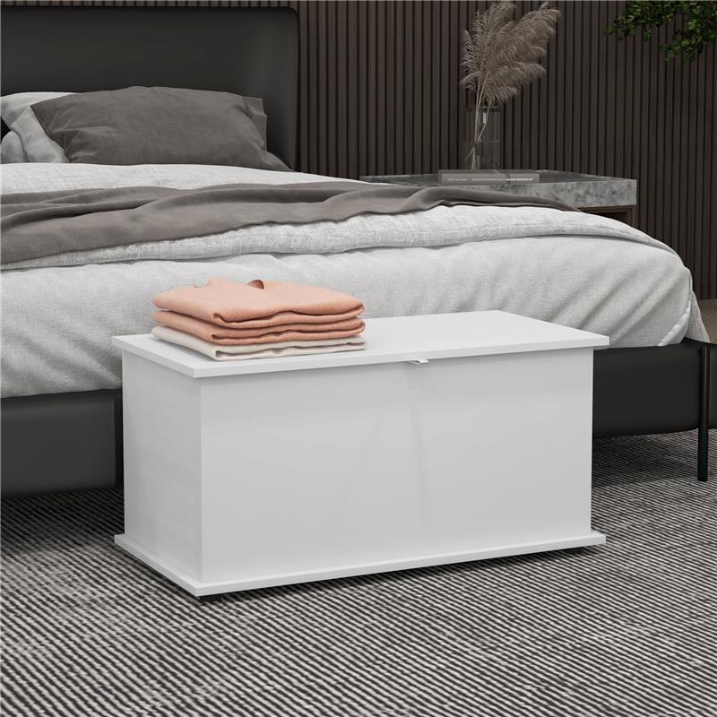 PANCA CONTENITORE MULTIUSO IN LEGNO PER CAMERA E INGRESSO 80X40X40 CM BIANCO