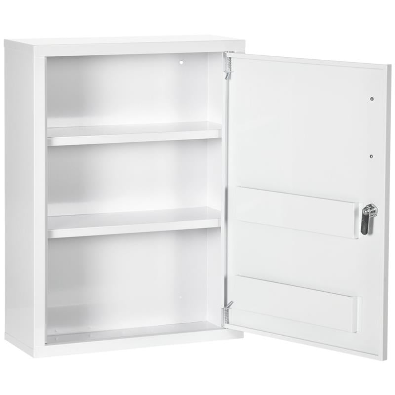 ARMADIETTO MEDICINALI A PARETE CON 2 RIPIANI E 2 CHIAVI IN ACCIAIO 40X15X53.5 CM BIANCO