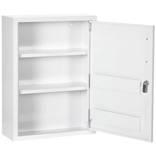 ARMADIETTO MEDICINALI A PARETE CON 2 RIPIANI E 2 CHIAVI IN ACCIAIO 40X15X53.5 CM BIANCO