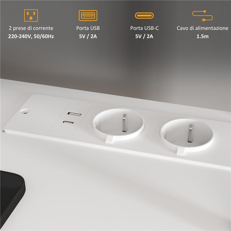 SCRIVANIA UFFICIO CON 2 TAVOLI 4 RIPIANI 3 CASSETTI E SUPPORTO PER MONITOR IN LEGNO 138.5X90X92 CM BIANCO