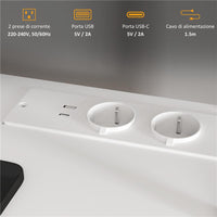 SCRIVANIA UFFICIO CON 2 TAVOLI 4 RIPIANI 3 CASSETTI E SUPPORTO PER MONITOR IN LEGNO 138.5X90X92 CM BIANCO