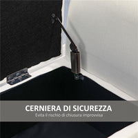 PANCA CONTENITORE CON BRACCIOLI IN TESSUTO EFFETTO VELLUTO E LEGNO 111.5X41X65 CM BIANCO CREMA