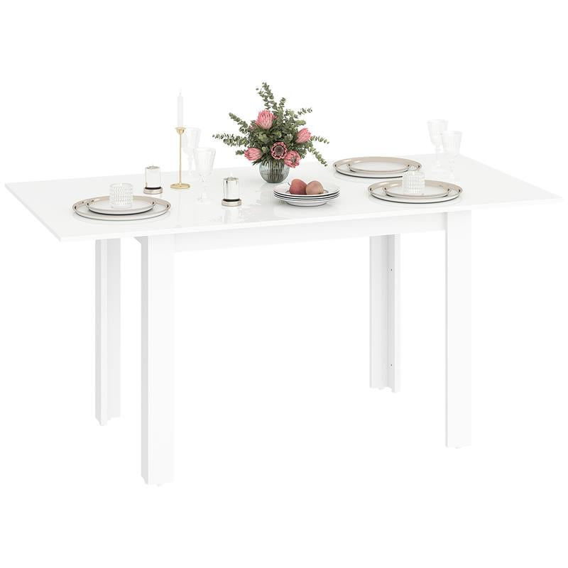 TAVOLO DA PRANZO ALLUNGABILE PER 4-6 PERSONE CON PANNELLI A RIBALTA, IN LEGNO, 120-160X80X78 CM, BIANCO