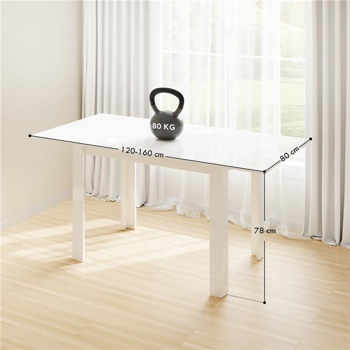 TAVOLO DA PRANZO ALLUNGABILE PER 4-6 PERSONE CON PANNELLI A RIBALTA, IN LEGNO, 120-160X80X78 CM, BIANCO