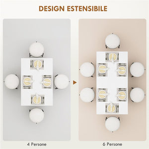TAVOLO DA PRANZO ALLUNGABILE PER 4-6 PERSONE CON PANNELLI A RIBALTA, IN LEGNO, 120-160X80X78 CM, BIANCO