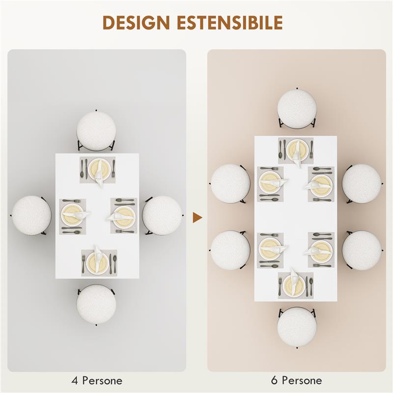 TAVOLO DA PRANZO ALLUNGABILE PER 4-6 PERSONE CON PANNELLI A RIBALTA, IN LEGNO, 120-160X80X78 CM, BIANCO