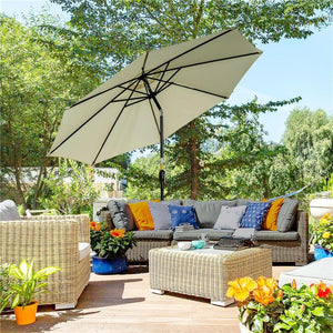 OMBRELLONE DA GIARDINO INCLINABILE A 8 STECCHE CON MANOVELLA IN METALLO E POLIESTERE Ø 295X250 CM BEIGE