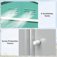 CASETTA PORTA ATTREZZI IN ACCIAIO CON TETTO INCLINATO E 2 PORTE SCORREVOLI 277X195X192 CM VERDE SCURO