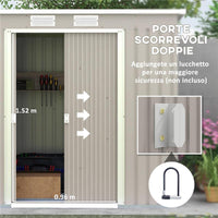 CAPANNO ATTREZZI CON TETTO INCLINATO 2 INGRESSI E PRESE D'ARIA IN ACCIAIO ZINCATO 213X130X172 CM GRIGIO