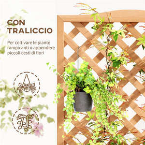 FIORIERA CON TRALICCIO PER RAMPICANTI E FONDO AMPIO IN LEGNO DI ABETE 76X36X170 CM MARRONE