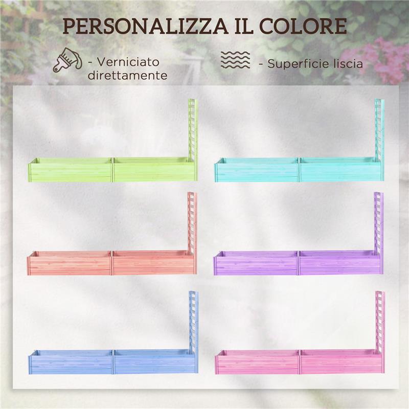 FIORIERA CON TRALICCIO PER RAMPICANTI E FONDO APERTO IN LEGNO DI ABETE 230X60X110 CM COLOR LEGNO