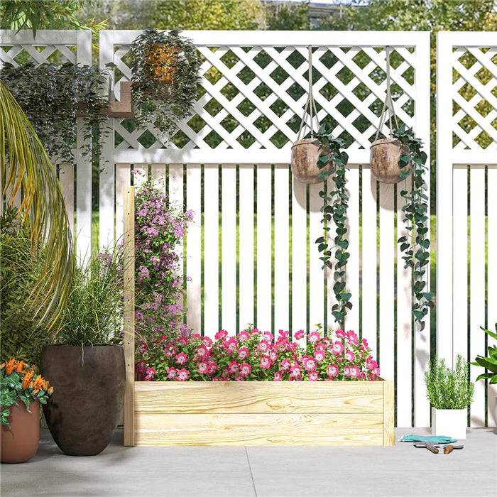 FIORIERA CON TRALICCIO PER RAMPICANTI E FONDO APERTO IN LEGNO DI ABETE 115X60X110 CM COLOR LEGNO