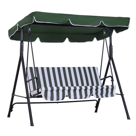 DONDOLO DA GIARDINO A 3 POSTI CON TETTUCCIO INCLINABILE E CUSCINI 172X110X153 CM VERDE