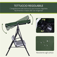 DONDOLO DA GIARDINO A 3 POSTI CON TETTUCCIO INCLINABILE E CUSCINI 172X110X153 CM VERDE