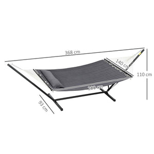 AMACA DA GIARDINO PORTATILE CON CUSCINO INTEGRATO IN COTONE POLIESTERE E ACCIAIO 368X93X110 CM GRIGIO SCURO