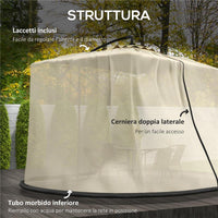 ZANZARIERA PER OMBRELLONE 3X2.3 M REGOLABILE A RETE FITTA CON APERTURA A CERNIERA, BEIGE