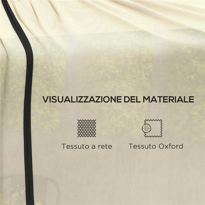 ZANZARIERA PER OMBRELLONE 3X2.3 M REGOLABILE A RETE FITTA CON APERTURA A CERNIERA, BEIGE