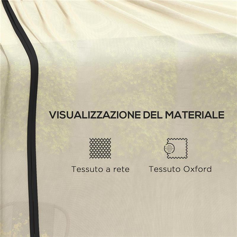 ZANZARIERA PER OMBRELLONE 3X2.3 M REGOLABILE A RETE FITTA CON APERTURA A CERNIERA, BEIGE