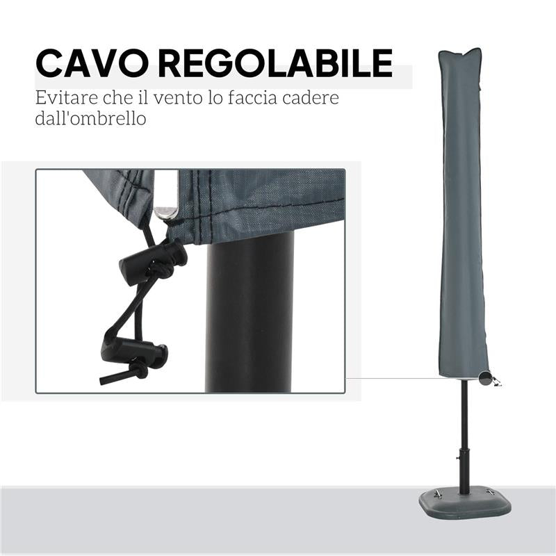 COPERTURA PER OMBRELLONE IMPERMEABILE CUSTODIA COPRI OMBRELLONE CON CERNIERA E LACCIO GRIGIO