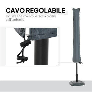 COPERTURA PER OMBRELLONE IMPERMEABILE CUSTODIA COPRI OMBRELLONE CON CERNIERA E LACCIO GRIGIO