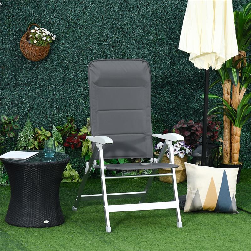 SEDIA DA PESCA PIEGHEVOLE CON BRACCIOLI E SCHIENALE REGOLABILE IN ALLUMINIO E POLIESTERE 75X61.5X76-115 CM GRIGIO