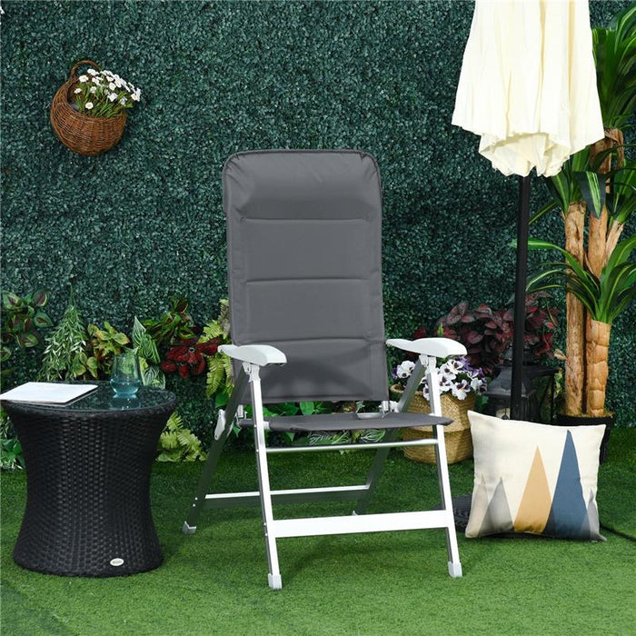 SEDIA DA PESCA PIEGHEVOLE CON BRACCIOLI E SCHIENALE REGOLABILE IN ALLUMINIO E POLIESTERE 75X61.5X76-115 CM GRIGIO