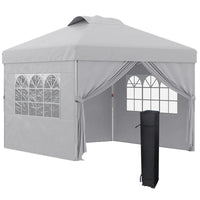 GAZEBO PIEGHEVOLE 3X3 M CON ALTEZZA REGOLABILE SU 3 LIVELLI FINESTRE E BORSA DI TRASPORTO GRIGIO CHIARO
