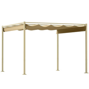 GAZEBO PERGOLA 3X3 M CON TETTUCCIO RETRATTILE 8 VITI E 8 PICCHETTI IN POLIESTERE 180G E METALLO CACHI