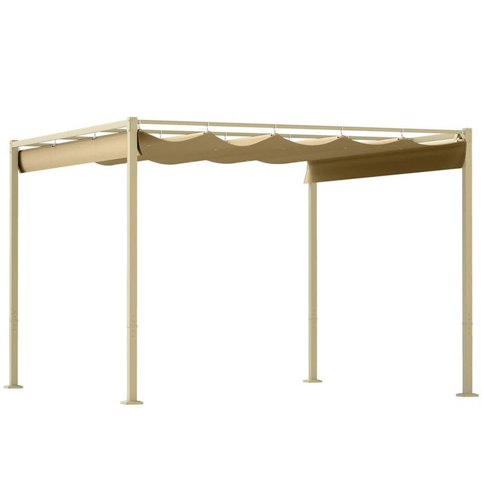 GAZEBO PERGOLA 3X3 M CON TETTUCCIO RETRATTILE 8 VITI E 8 PICCHETTI IN POLIESTERE 180G E METALLO CACHI