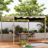 GAZEBO PERGOLA 3X3 M CON TETTUCCIO RETRATTILE 8 VITI E 8 PICCHETTI IN POLIESTERE 180G E METALLO CACHI