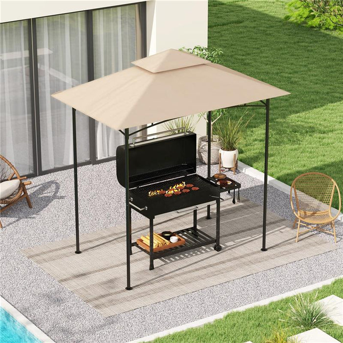 COPERTURA PER GAZEBO DA GIARDINO PER BARBECUE 1.52X2.44 M A 2 LIVELLI IN POLIESTERE 160 GSM BEIGE