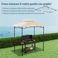 COPERTURA PER GAZEBO DA GIARDINO PER BARBECUE 1.52X2.44 M A 2 LIVELLI IN POLIESTERE 160 GSM BEIGE