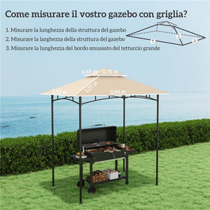 COPERTURA PER GAZEBO DA GIARDINO PER BARBECUE 1.52X2.44 M A 2 LIVELLI IN POLIESTERE 160 GSM BEIGE