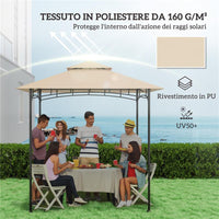 COPERTURA PER GAZEBO DA GIARDINO PER BARBECUE 1.52X2.44 M A 2 LIVELLI IN POLIESTERE 160 GSM BEIGE