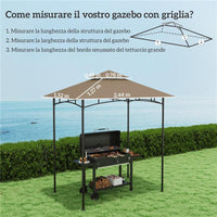 COPERTURA PER GAZEBO DA GIARDINO PER BARBECUE 1.52X2.44 M A 2 LIVELLI IN POLIESTERE 160 GSM CACHI