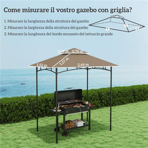 COPERTURA PER GAZEBO DA GIARDINO PER BARBECUE 1.52X2.44 M A 2 LIVELLI IN POLIESTERE 160 GSM CACHI
