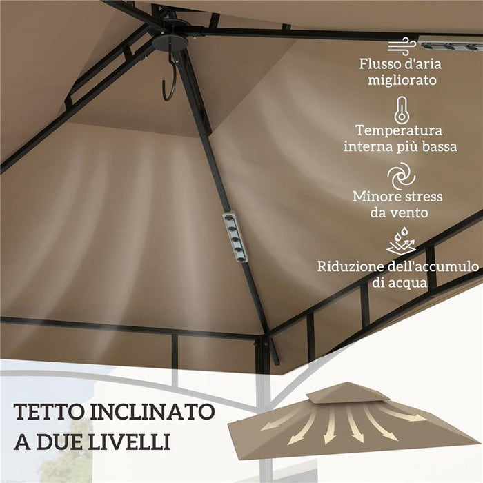 COPERTURA PER GAZEBO DA GIARDINO PER BARBECUE 1.52X2.44 M A 2 LIVELLI IN POLIESTERE 160 GSM CACHI