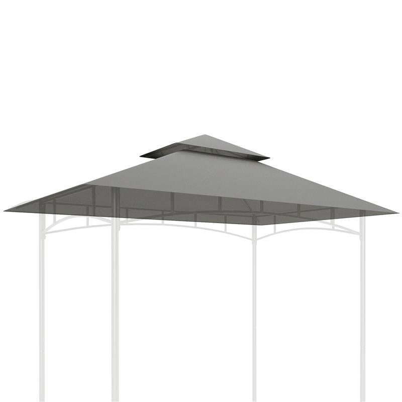 COPERTURA PER GAZEBO DA GIARDINO PER BARBECUE 1.52X2.44 M A 2 LIVELLI IN POLIESTERE GRIGIO CHIARO