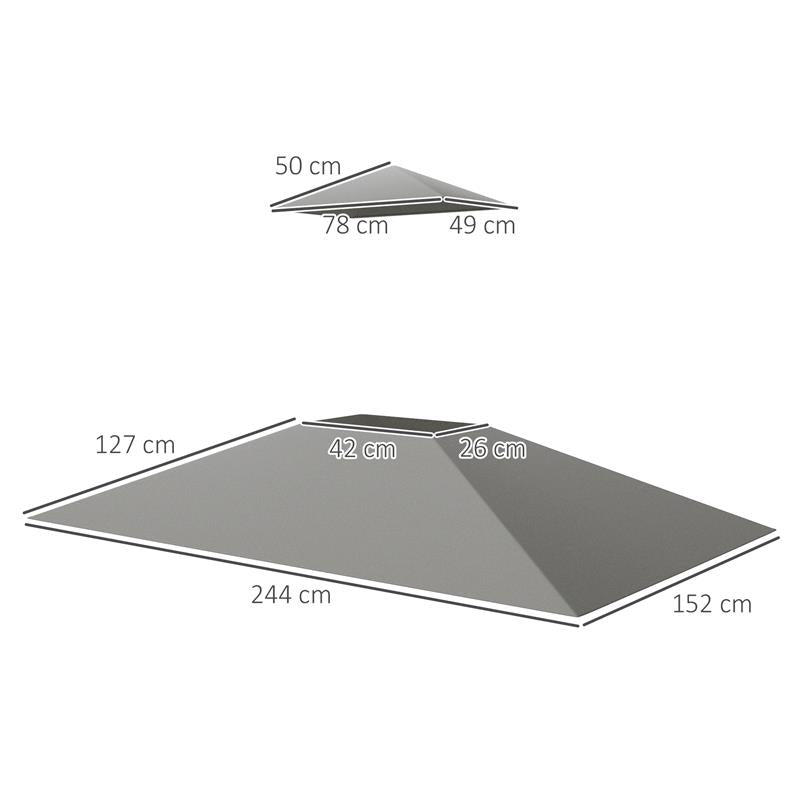 COPERTURA PER GAZEBO DA GIARDINO PER BARBECUE 1.52X2.44 M A 2 LIVELLI IN POLIESTERE GRIGIO CHIARO