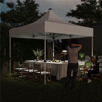 GAZEBO DA GIARDINO POP UP 3X3 M AD ALTEZZA REGOLABILE CON LUCI LED SOLARI IN TESSUTO OXFORD E METALLO BIANCO