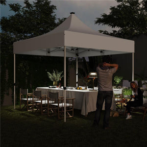 GAZEBO DA GIARDINO POP UP 3X3 M AD ALTEZZA REGOLABILE CON LUCI LED SOLARI IN TESSUTO OXFORD E METALLO BIANCO