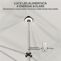 GAZEBO DA GIARDINO POP UP 3X3 M AD ALTEZZA REGOLABILE CON LUCI LED SOLARI IN TESSUTO OXFORD E METALLO BIANCO