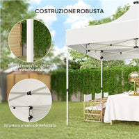 GAZEBO DA GIARDINO POP UP 3X3 M AD ALTEZZA REGOLABILE CON LUCI LED SOLARI IN TESSUTO OXFORD E METALLO BIANCO